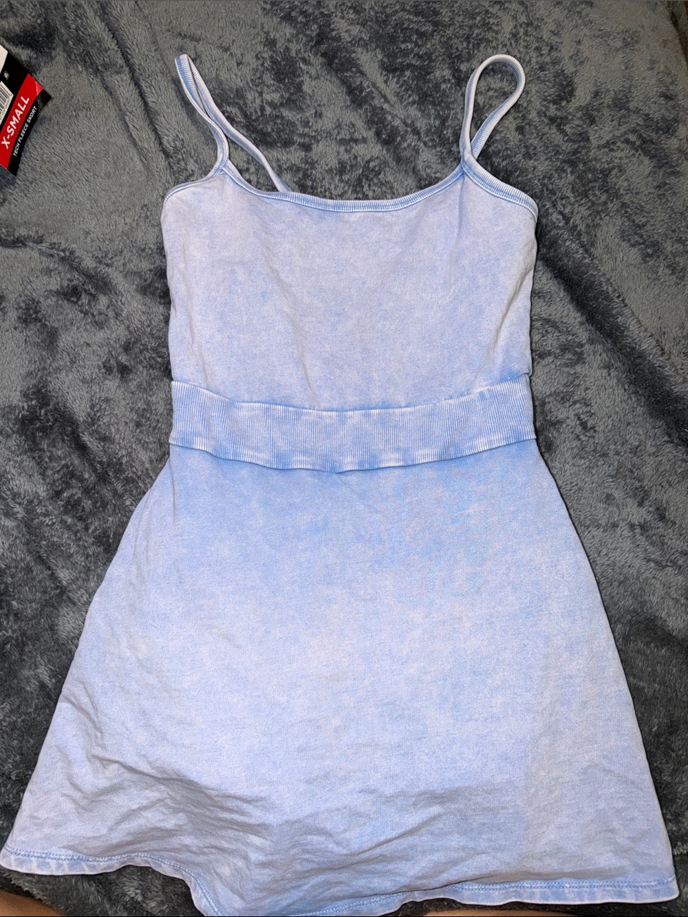 Light Blue Tie-Dye Spaghetti Strap Mini Dress
